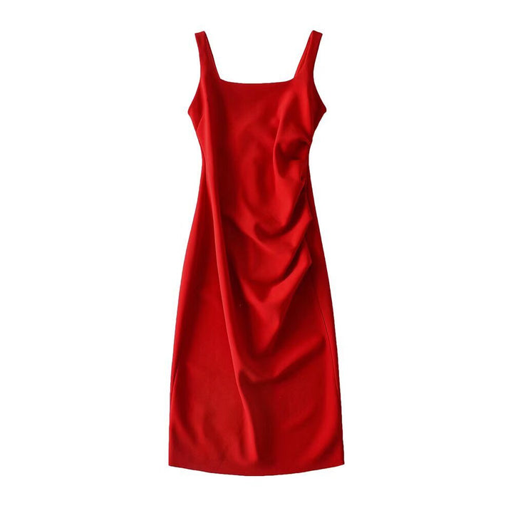 Damen figurbetontes Midi-Kleid mit elegantem Rüschendetail Drune