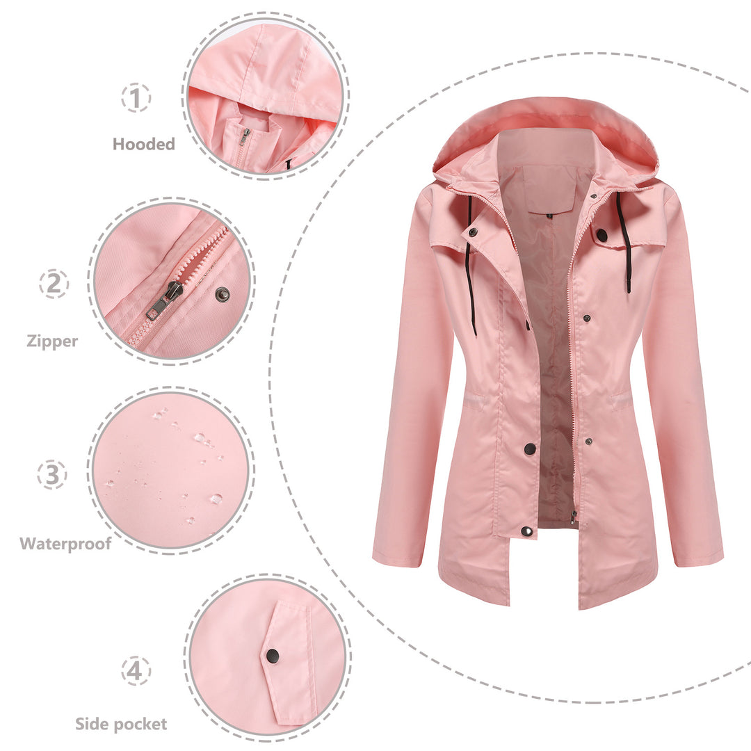 Damen wetterfeste Freizeitjacke mit verstellbarer Kapuze Drune