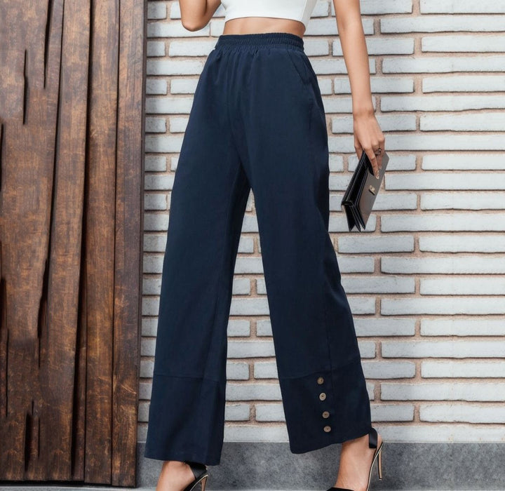 Damen Weite Culotte mit modischen Knopfdetails Drune