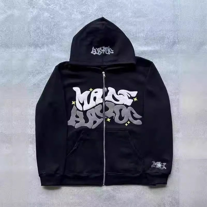 Damen sportliche Kapuzenjacke im urbanen Graffiti-Stil Drune