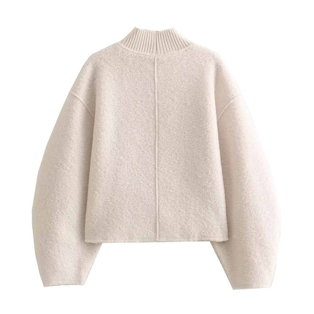 Damen Grobstrickpullover mit hohem Kragen Drune