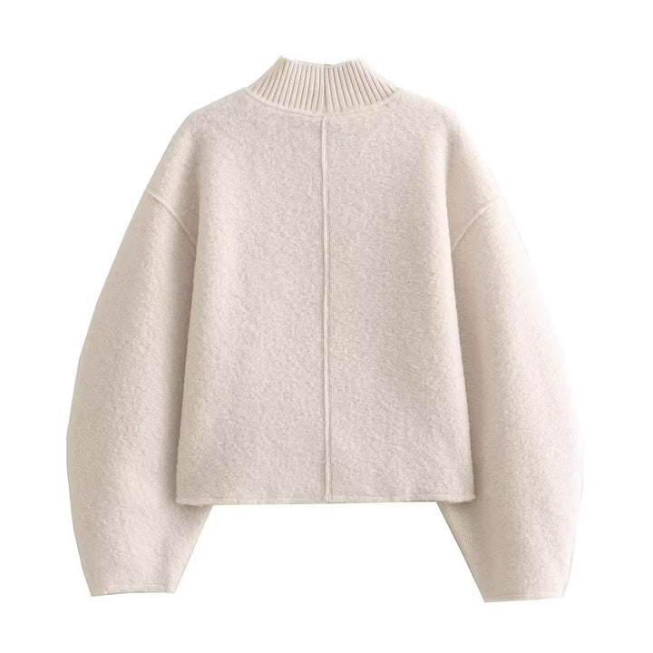 Damen Grobstrickpullover mit hohem Kragen Drune
