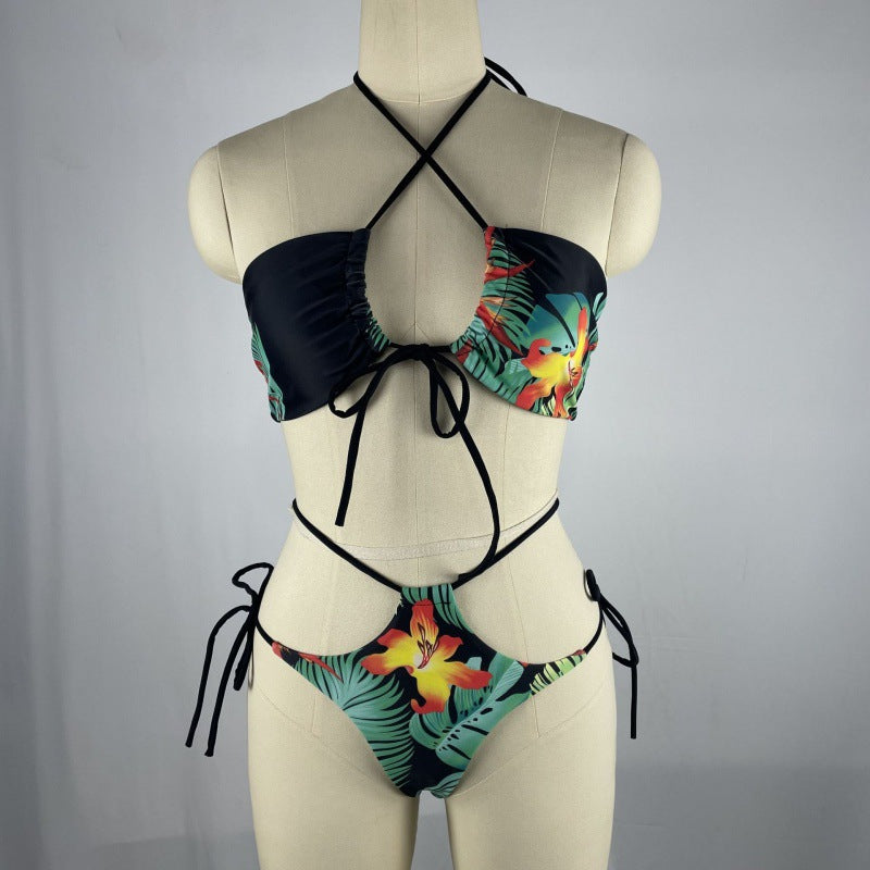 Damen Bikiniset mit floralem Design und verstellbaren Trägern Drune
