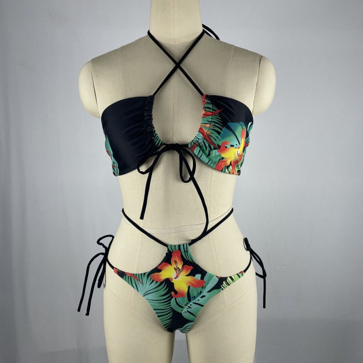 Damen Bikiniset mit floralem Design und verstellbaren Trägern Drune