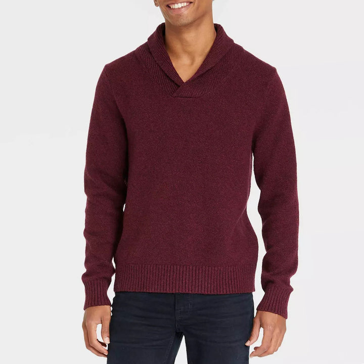 Herren Pullover mit Schalkragen und filigranem Rippdesign Drune