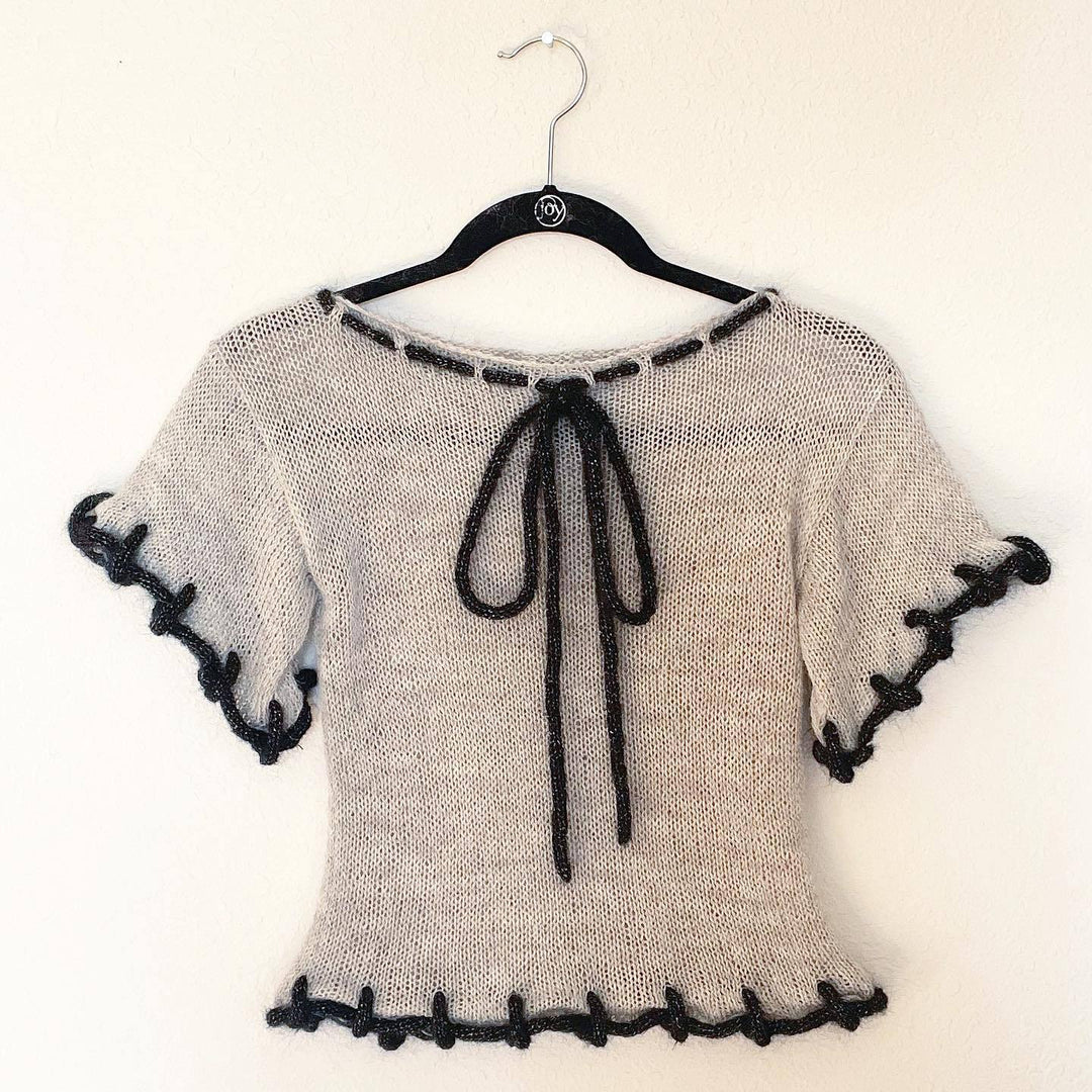 Damen modisches transparentes Strickoberteil mit dekorativen Profilschnüren Drune
