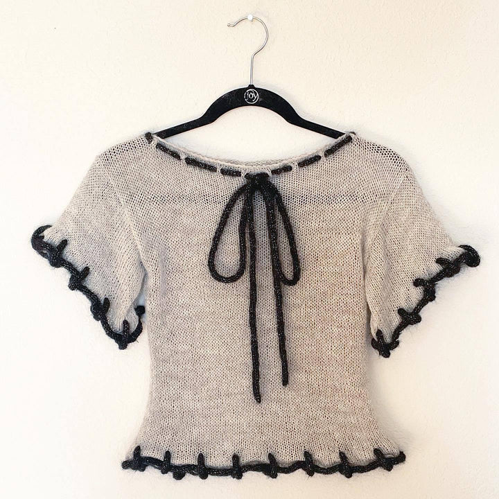 Damen modisches transparentes Strickoberteil mit dekorativen Profilschnüren Drune