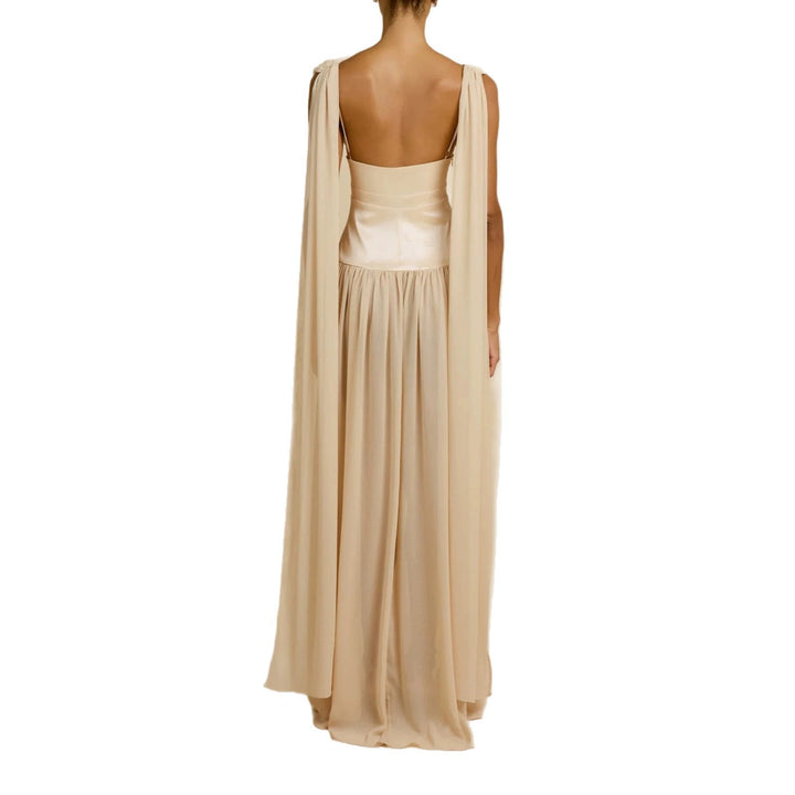 Damen Elegantes Langarm-Maxikleid mit tiefem V-Ausschnitt Drune