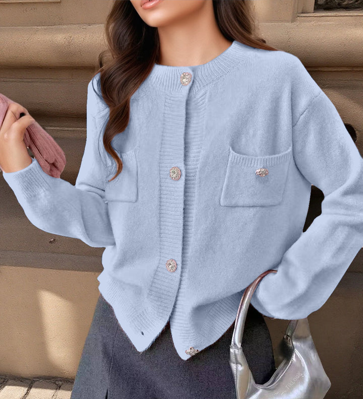 Drune | Strickjacke Wollmischung Lockere Passform Knöpfe Dekorative Taschen