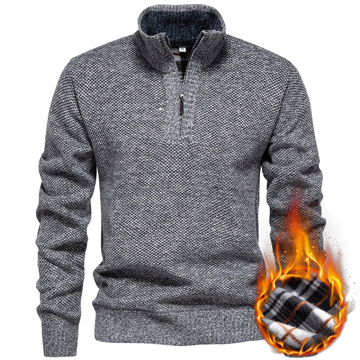 Herren Strickpullover mit halbem Reißverschluss und modischem Strukturdesign Drune