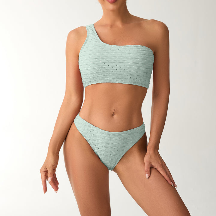Damen Einseitiger Bandeau-Bikini mit strukturierter Oberfläche Drune