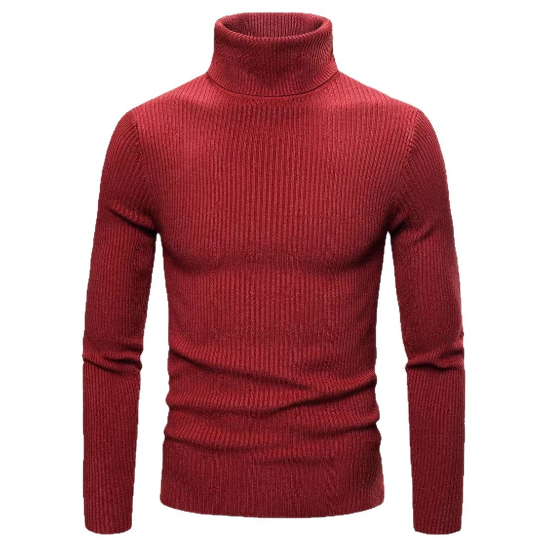 Herren hochwertiger Rollkragenpullover aus feinem Rippstrick Drune