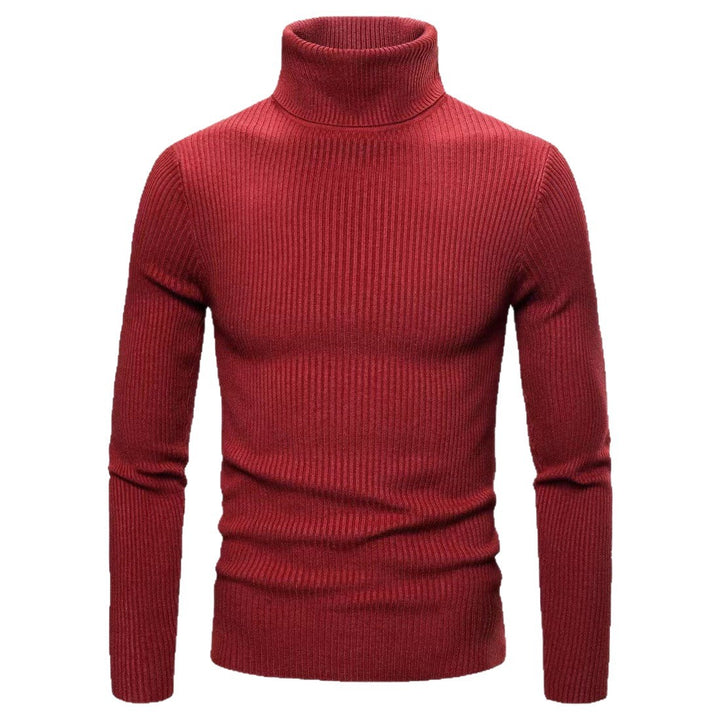 Herren hochwertiger Rollkragenpullover aus feinem Rippstrick Drune