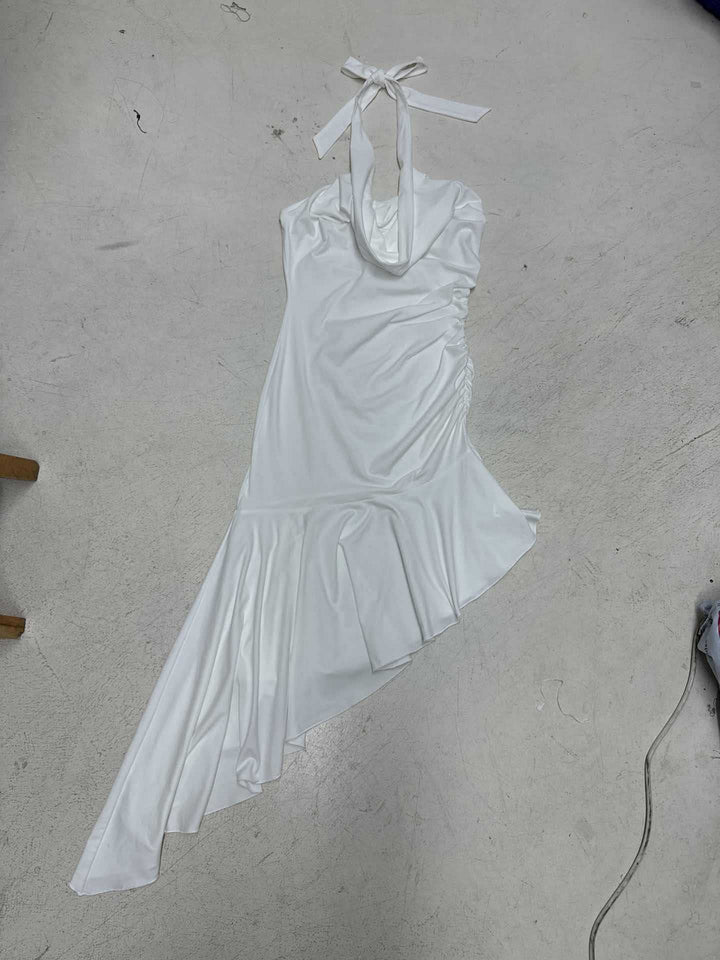 Damen Abendkleid mit asymmetrischem Schnitt und Raffung Drune
