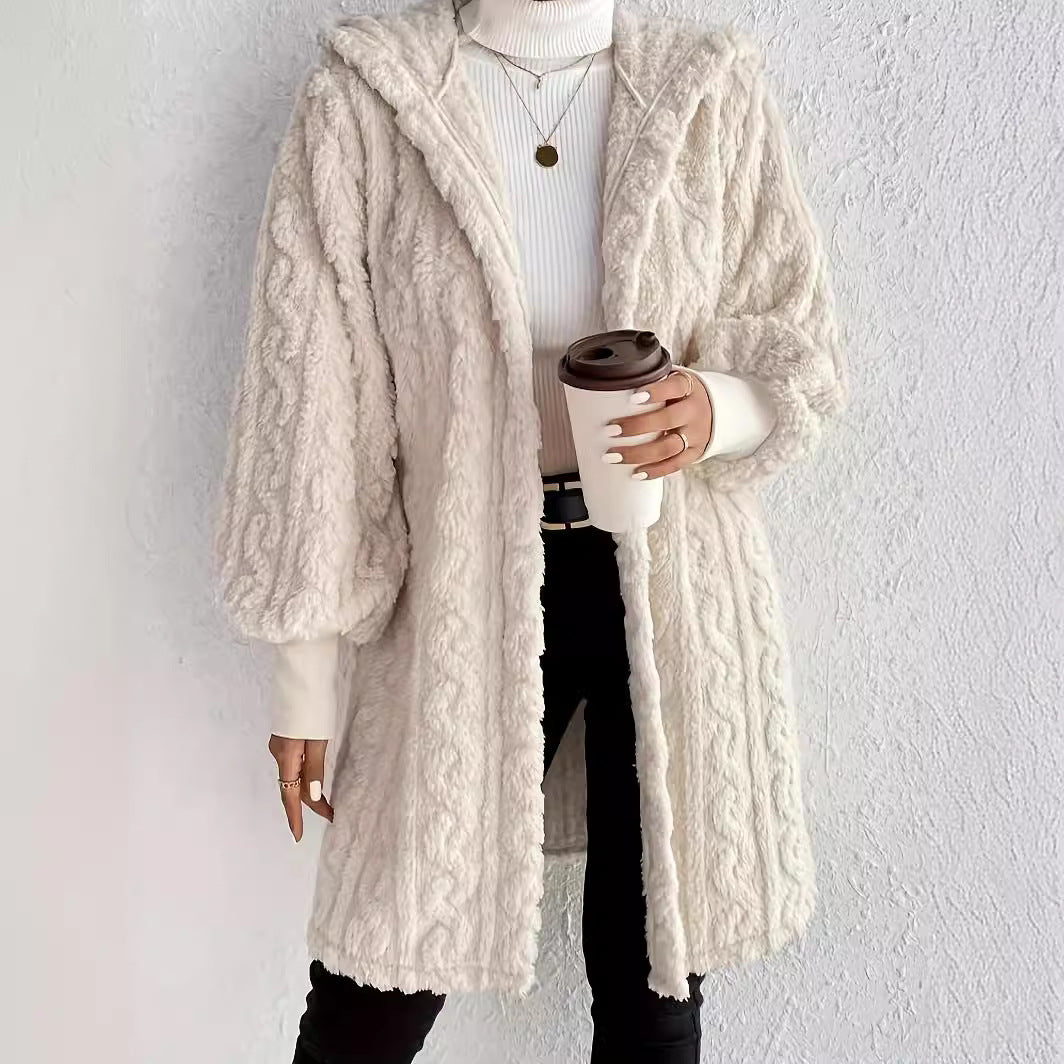 Damen Kuscheljacke mit elegantem Schnitt und weichem Plüschmaterial Drune