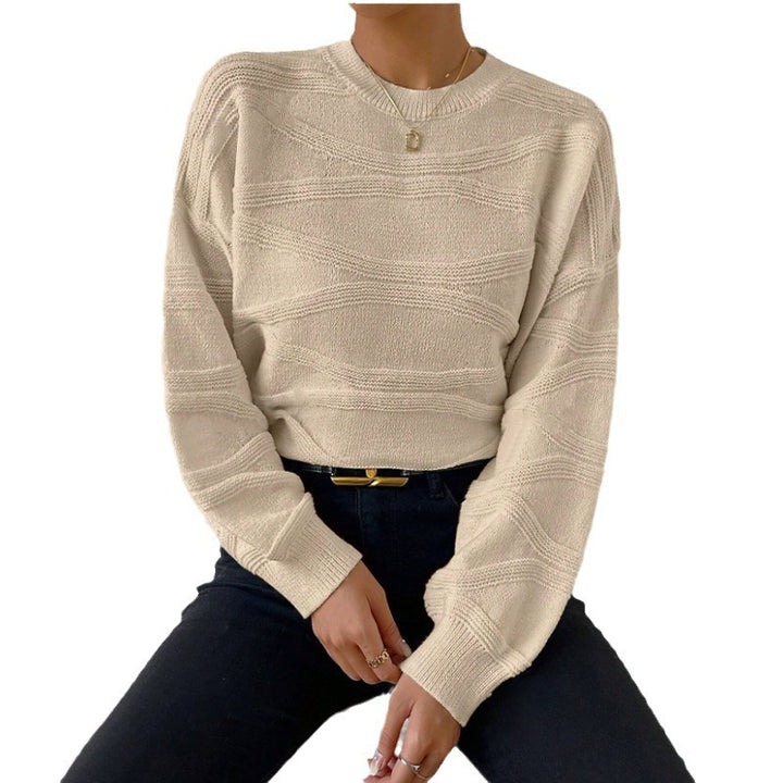 Damen extravagantes Strickoberteil mit modischem Wellenmuster Drune