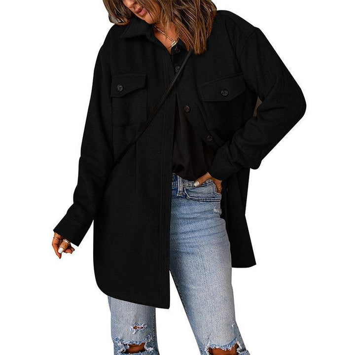Damen Oversized Hemdenjacke mit zwei Brusttaschen Drune