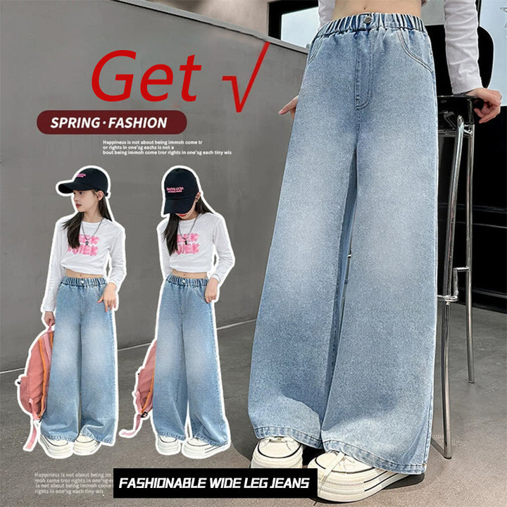 Damen weite Jeans mit elastischem Bund Drune