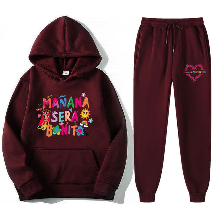 Damen Sweatshirt- und Jogginghose-Set mit buntem Aufdruck Drune