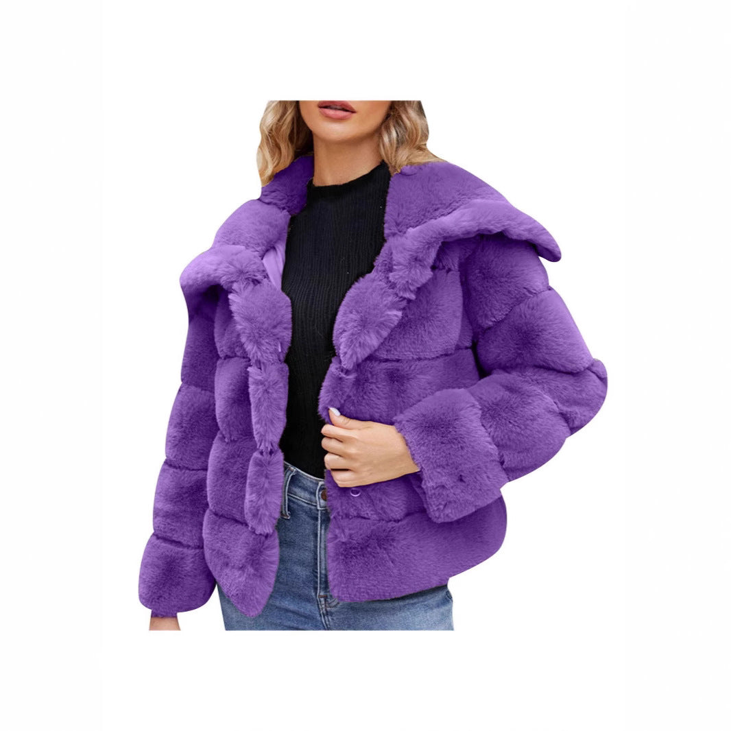 Damen Trendige Puffjacke mit weich gefüttertem Kunstfell Drune