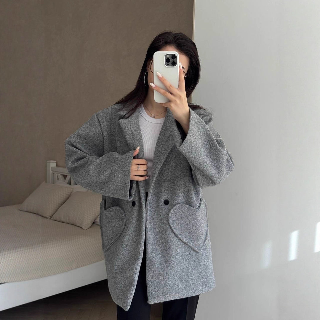 Damen modischer Oversized-Mantel mit großzügigen Taschen und Revers Drune