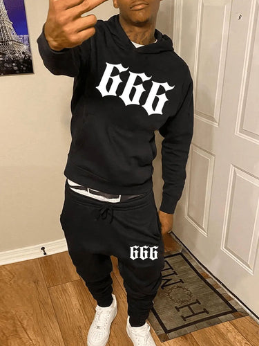 Herren Hoodie und Jogginghose Set mit grafischem Statementdruck Drune