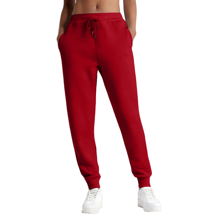 Damen nan schmale High‑Waist Sweat-Jogginghose mit hohem Komfortbund, verstellbarem Kordelzug und elastischen Knöchelbündchen Drune