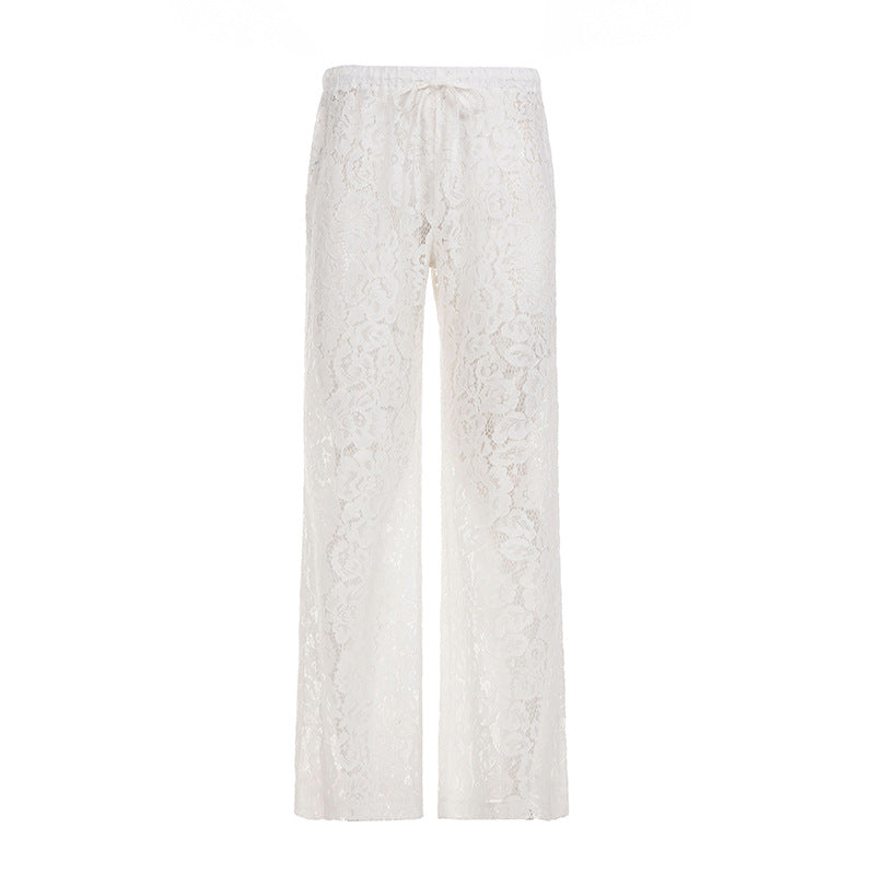 Damen Chiffon-Hosen im eleganten Blumenmuster mit elastischem Bund Drune