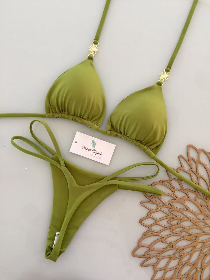 Damen Triangel-Bikini mit frischem Melonenmuster Drune