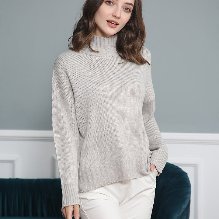 Damen hochgeschlossener Strickpullover mit strukturiertem Design Drune