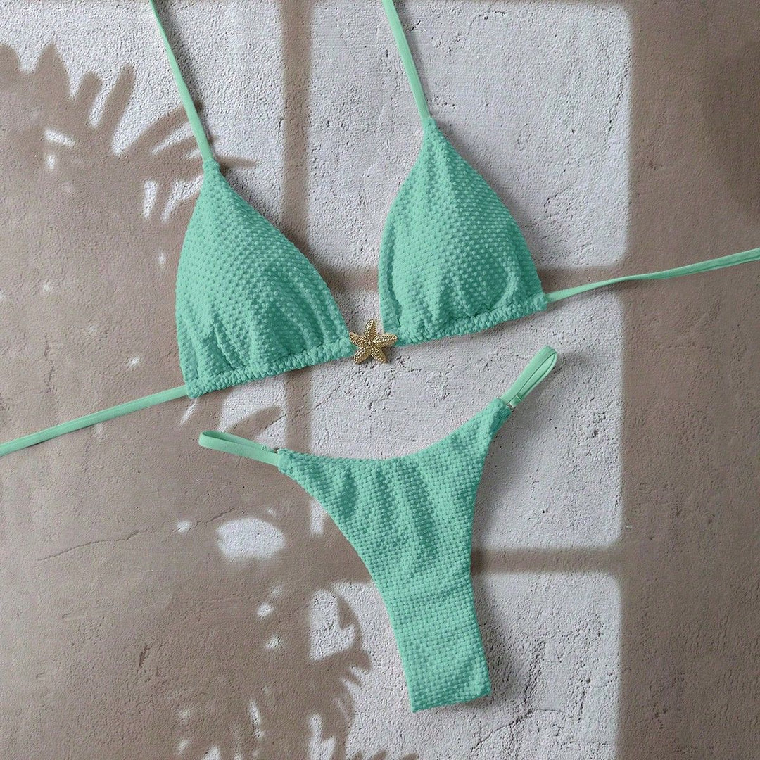 Damen Triangel-Bikini mit strukturiertem Stoff und maritimen Details Drune