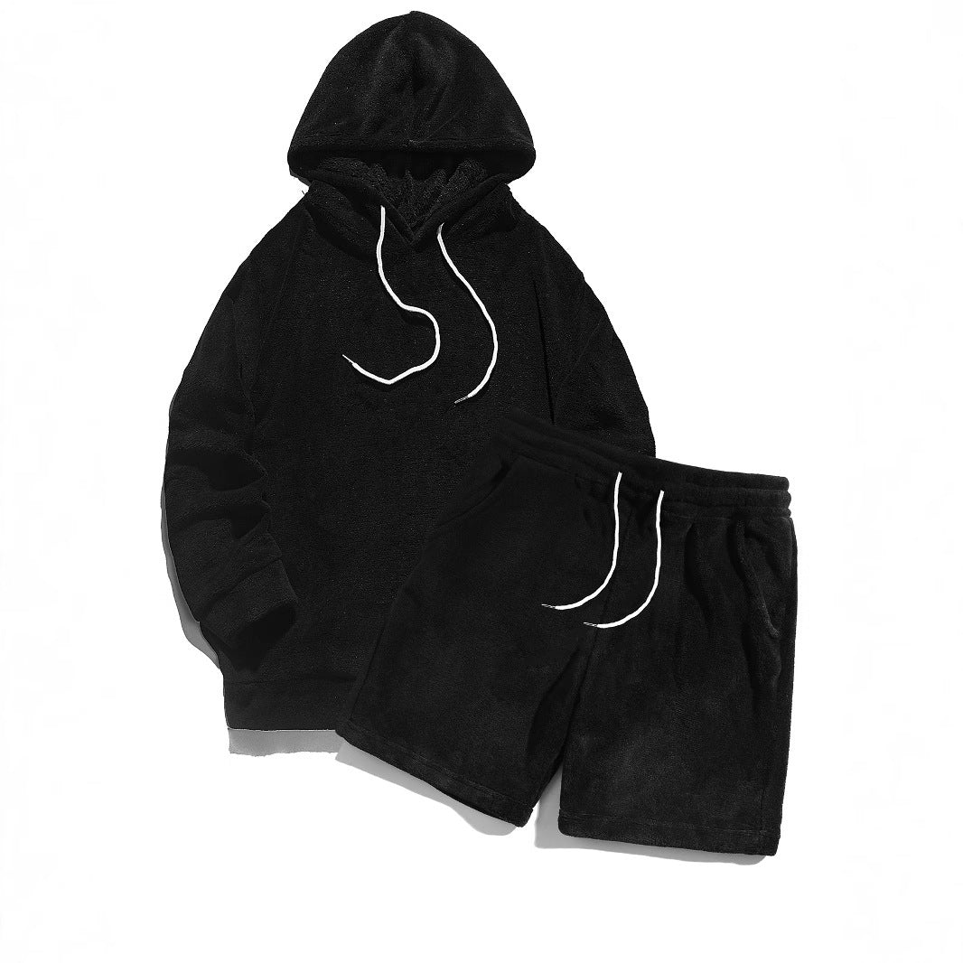 Herren Kuscheliges Hoodie-Shorts-Set Drune
