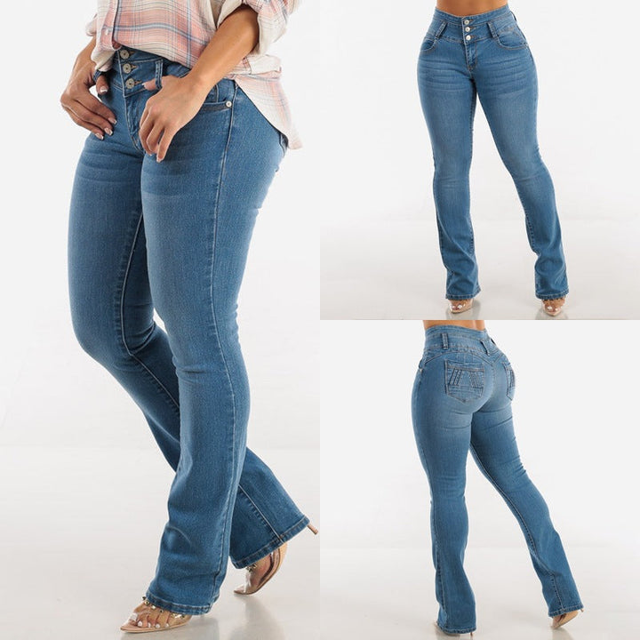 Damen Bootcut Jeans mit hohem Bund und konturierender Passform Drune