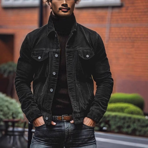 Herren Cordjacke im modernen Design mit praktischen Brusttaschen Drune