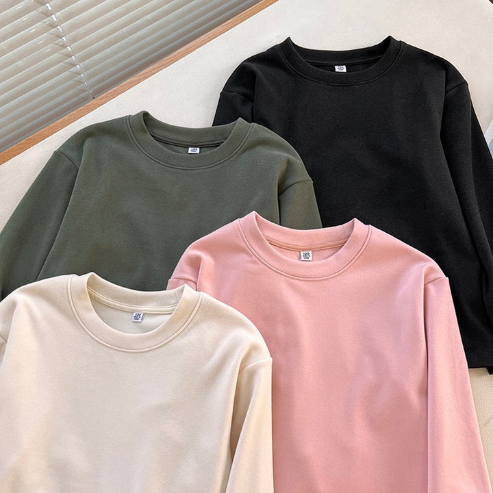 Damen Bequemes Langarmshirt mit Rundhalsausschnitt Drune