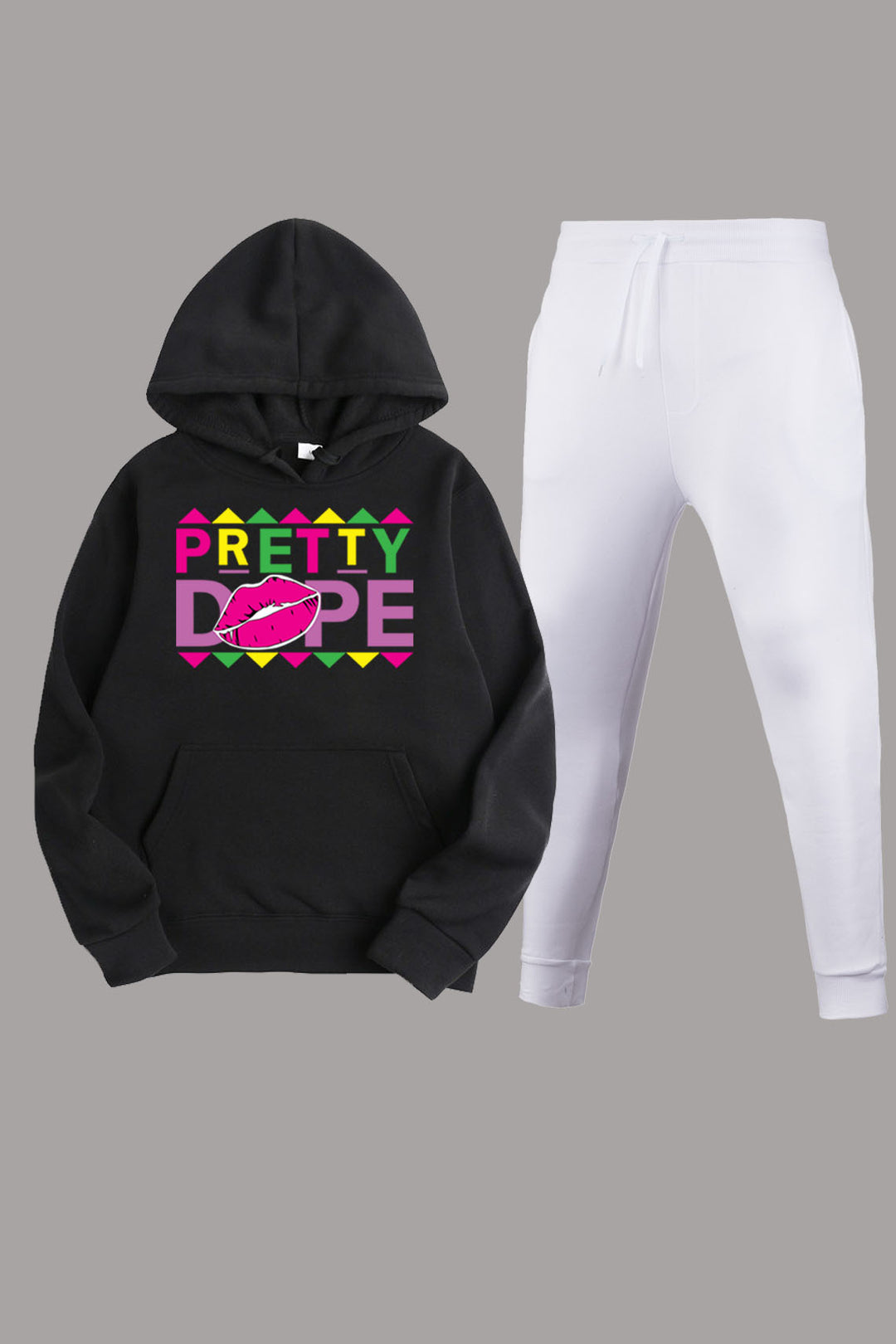 Damen Sweatpants- und Hoodie-Set mit modernem Grafiken und kreativem Aufdruck Drune