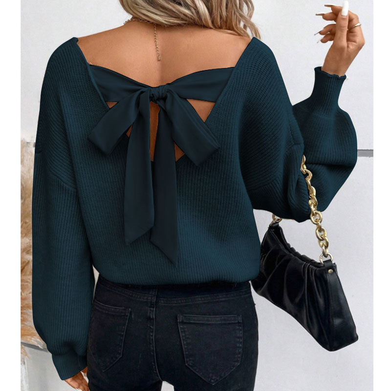 Damen Pullover mit eleganter Schleifen-Ausschnittgestaltung Drune
