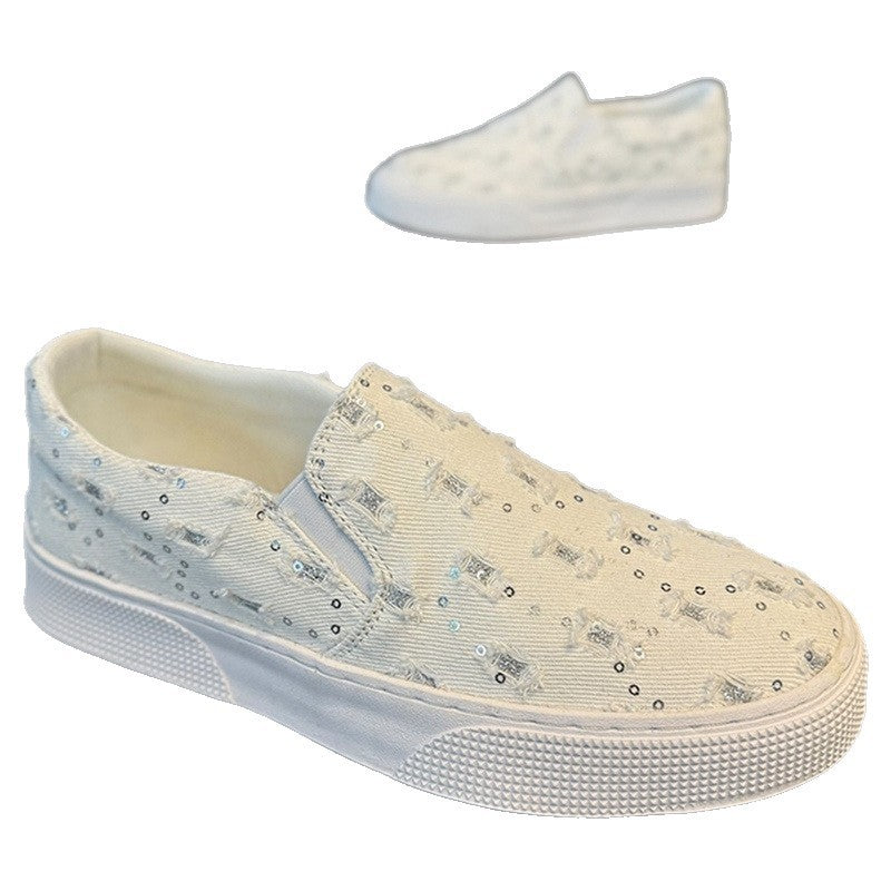 Damen Modische Slip-On Sneakers mit funkelnden Applikationen Drune