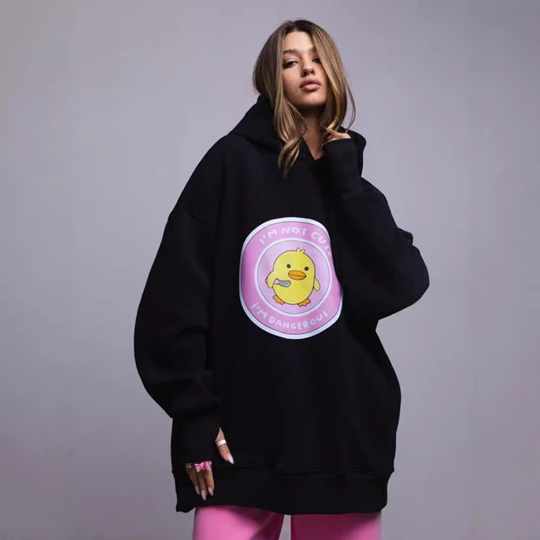 Damen Oversized Hoodie mit kreativem Grafikdesign Drune