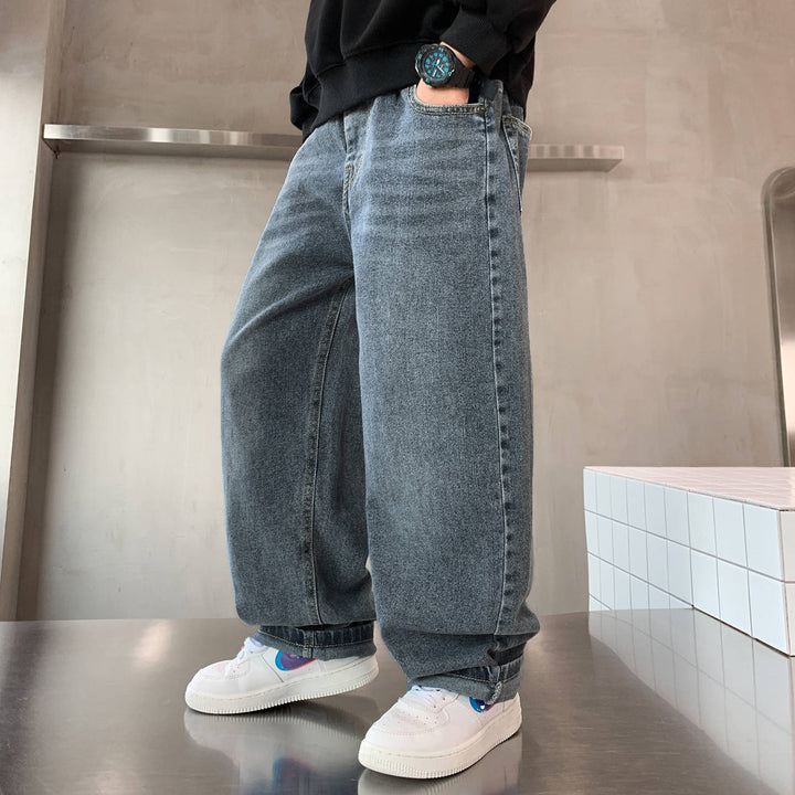 Herren lässige Oversized-Jeans mit tiefem Bund und seitlichen Taschen Drune