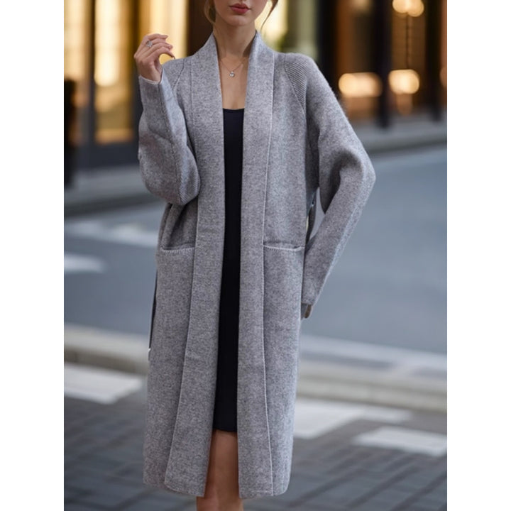 Damen Langer Strickmantel mit geöffnetem Schnitt und praktischen Taschen Drune