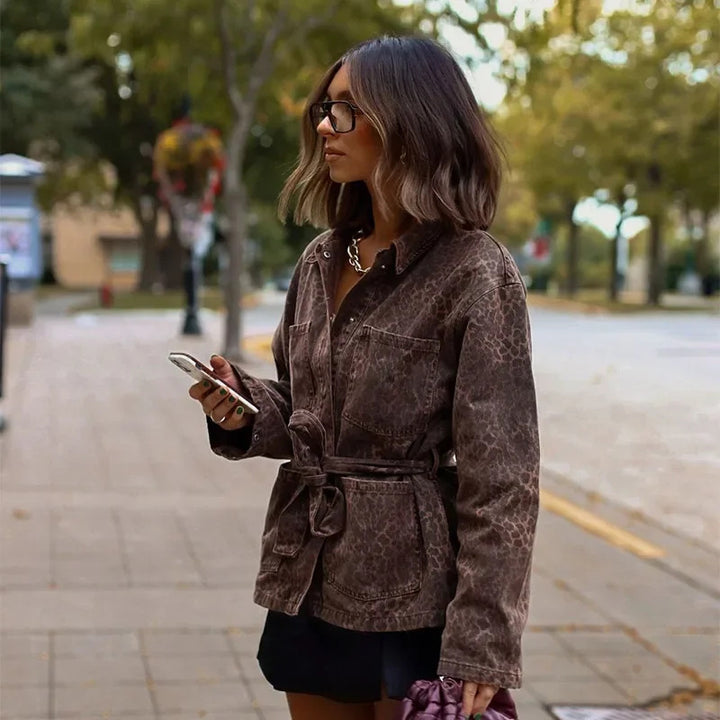Damen modische Jacke mit Gürtel Drune