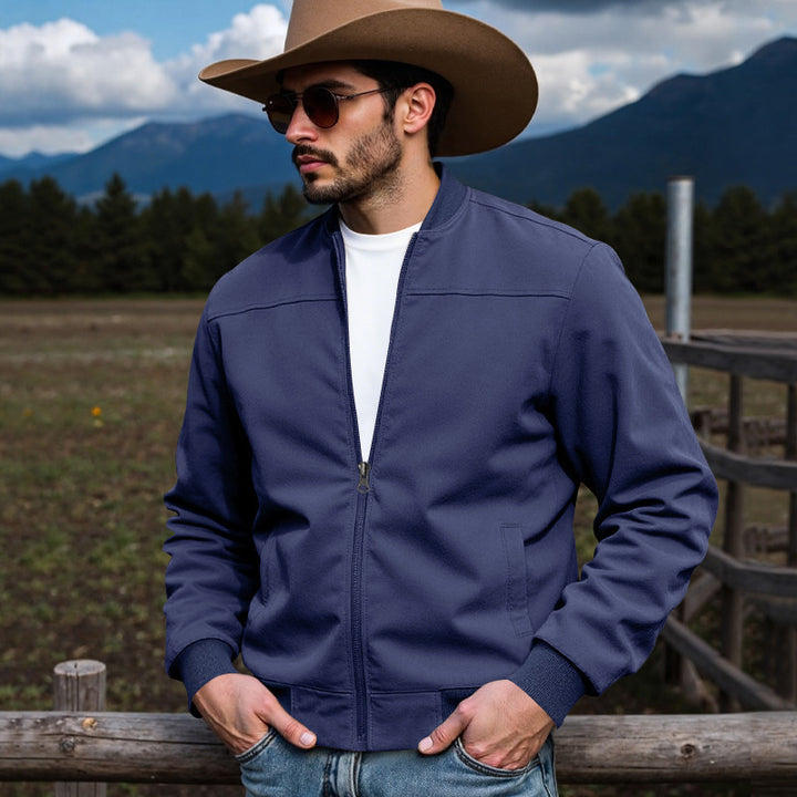 Herren nan Veloursimitation Blouson mit Stehkragen, elastischen Rippbündchen und verdecktem Reißverschluss Drune