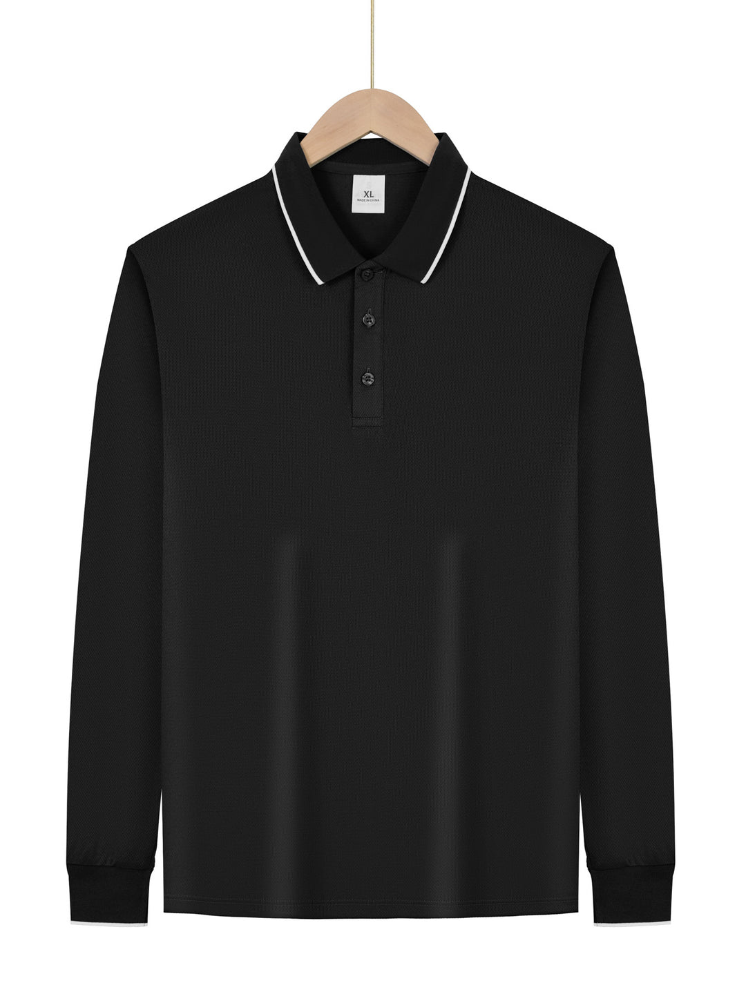 Herren nan langärmeliges Piqué-Poloshirt mit Kontrastpaspel am Kragen und Bündchen Drune