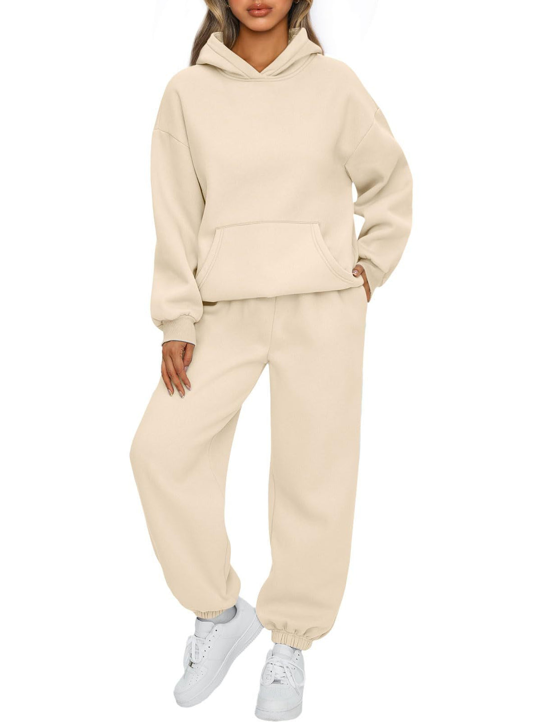 Damen nan kuscheliges oversized Hoodie und Jogginghose Lounge Set aus Baumwollmischung Drune