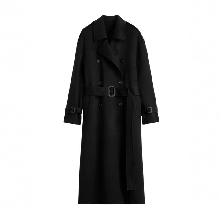 Damen eleganter Überlanger Wool Trenchcoat Drune