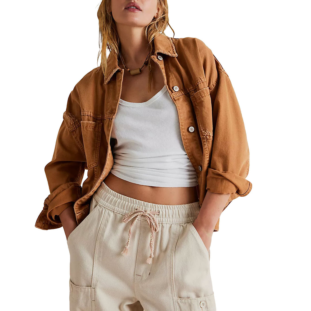 Damen lässige Oversized Denim-Jacke Drune