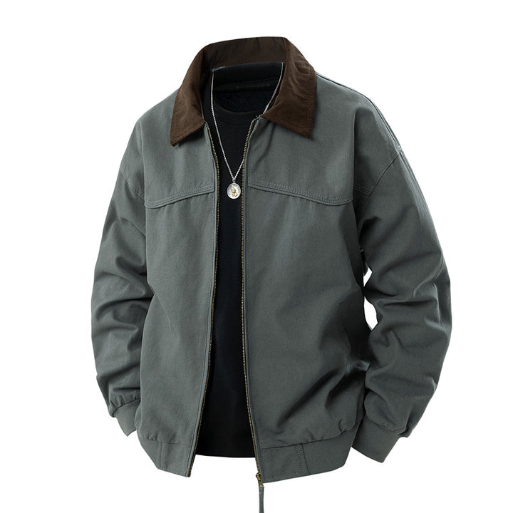 Herren leichte Utility-Jacke mit Stehkragen und praktischen Taschen Drune
