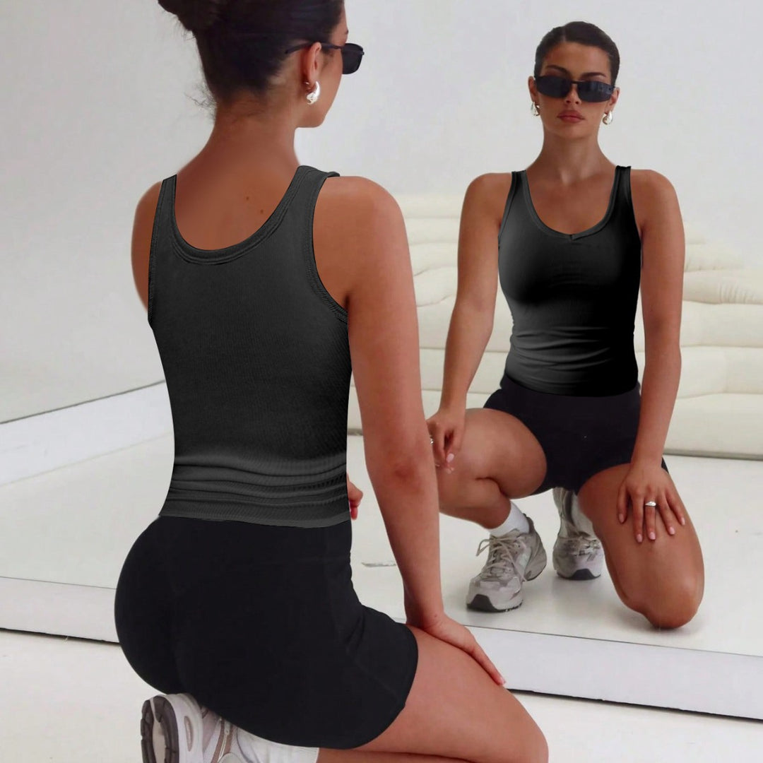 Damen Bequemes V-Ausschnitt Tanktop mit Rippstruktur Drune