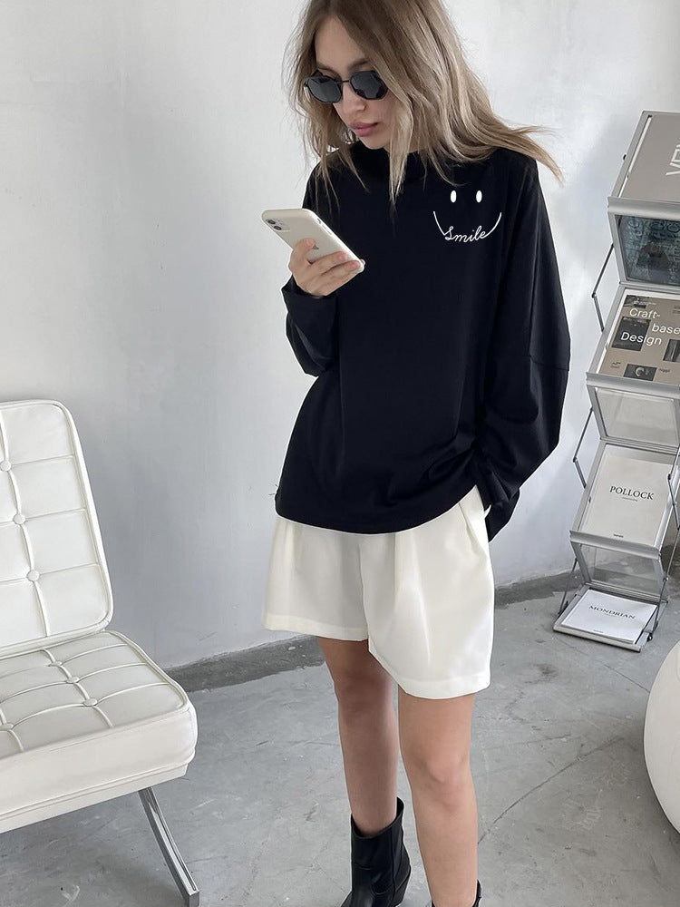 Damen lässiges Sweatshirt mit lächelndem Print Drune